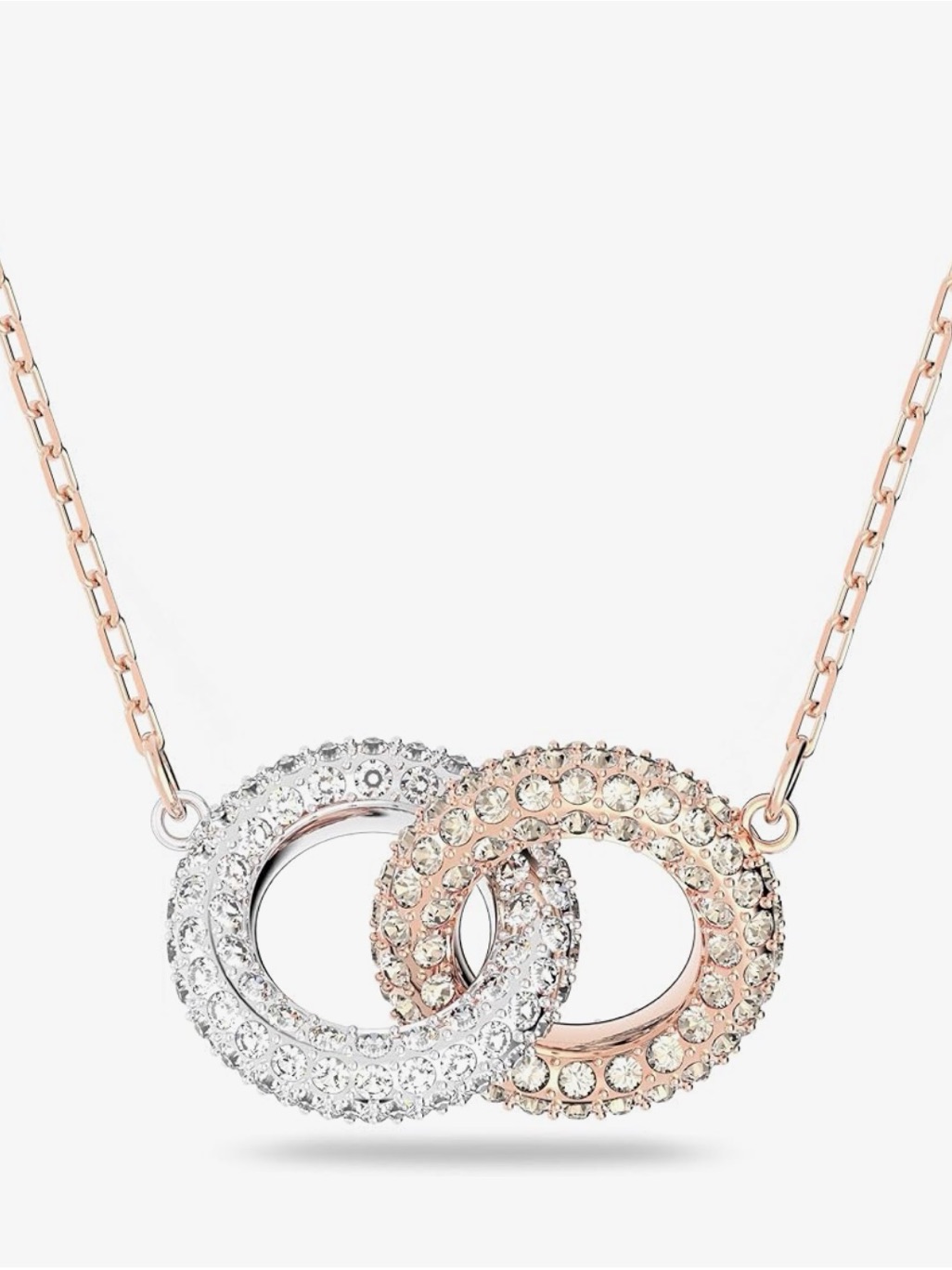 Swarvoski Interlocking Crystal Circle Necklace - Rose Gold & Silver